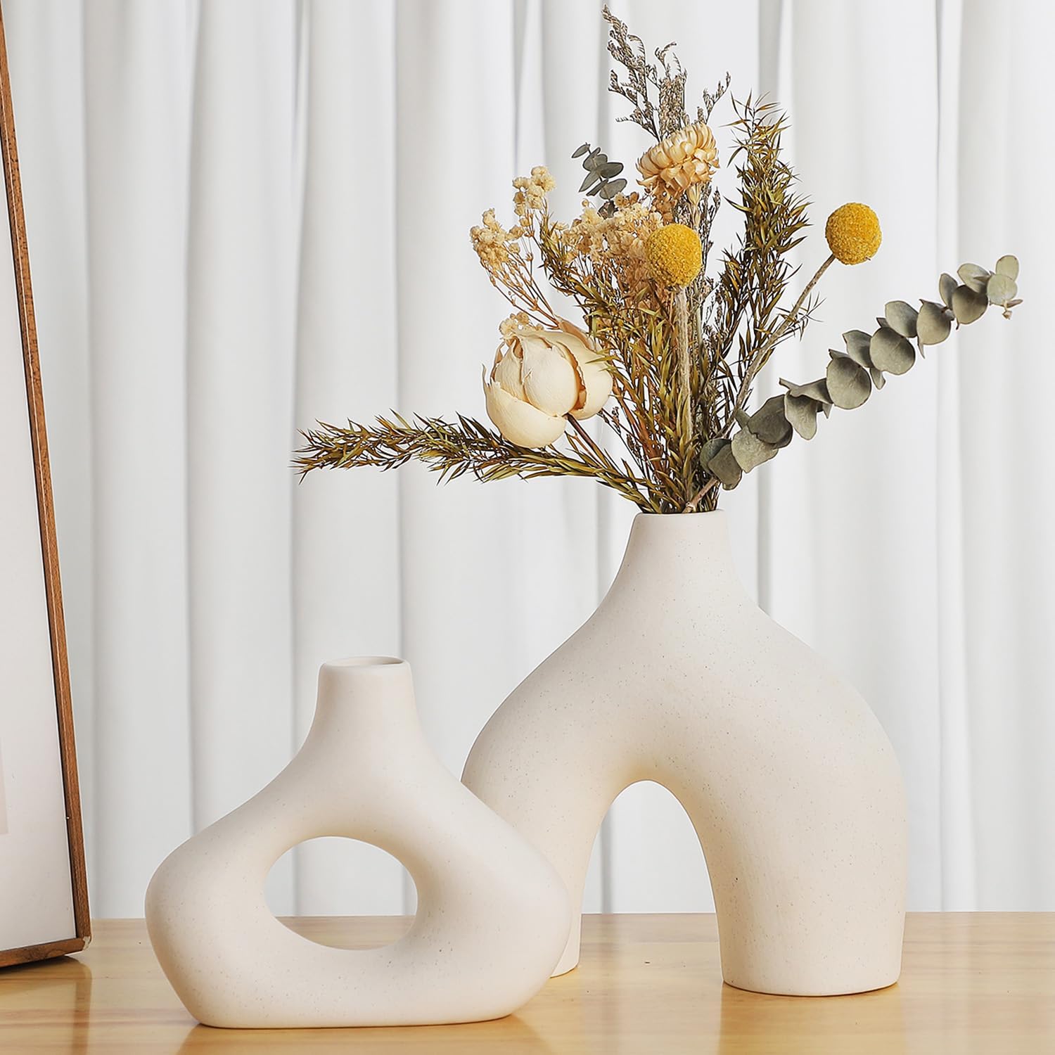 White Ceramic Vase Set of 2 for Modern Minimalist