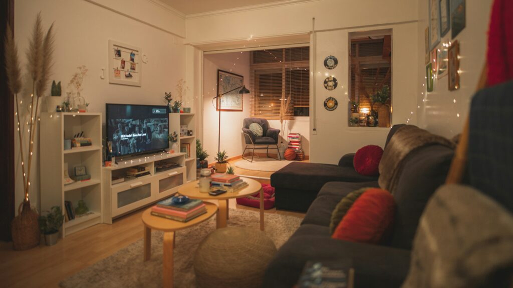 Cozy small living room with a TV.