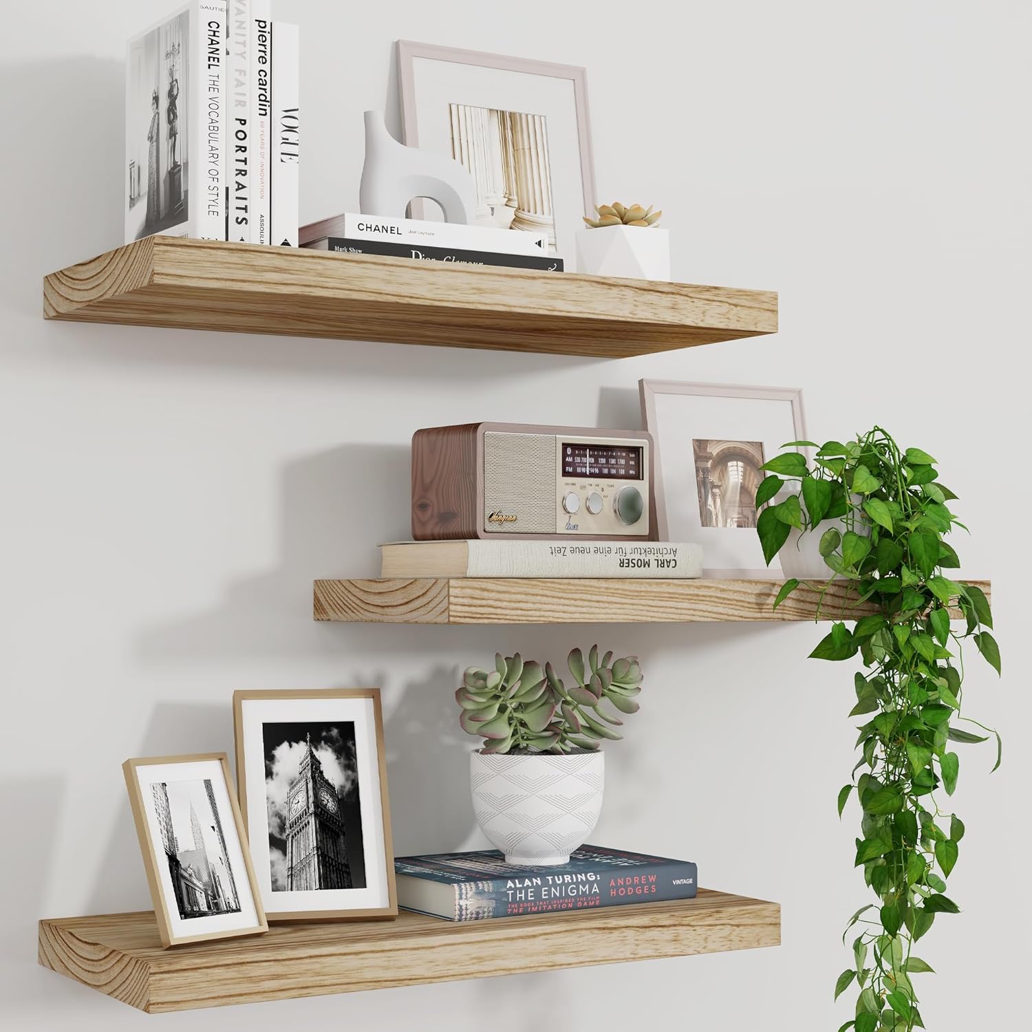 Wood Floating Shelves for Wall Set of 3.