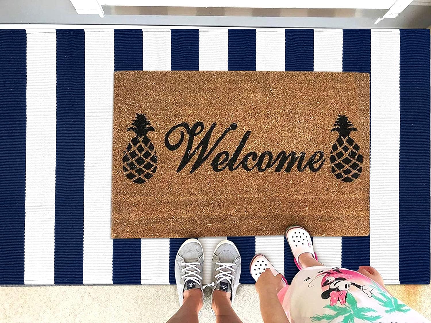 Front Door Rug Navy and White