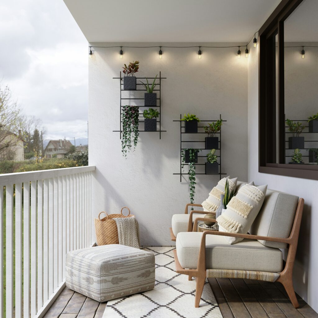 Small balcony with vertical garden